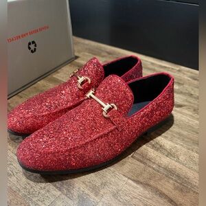 Red Glitter Loafers